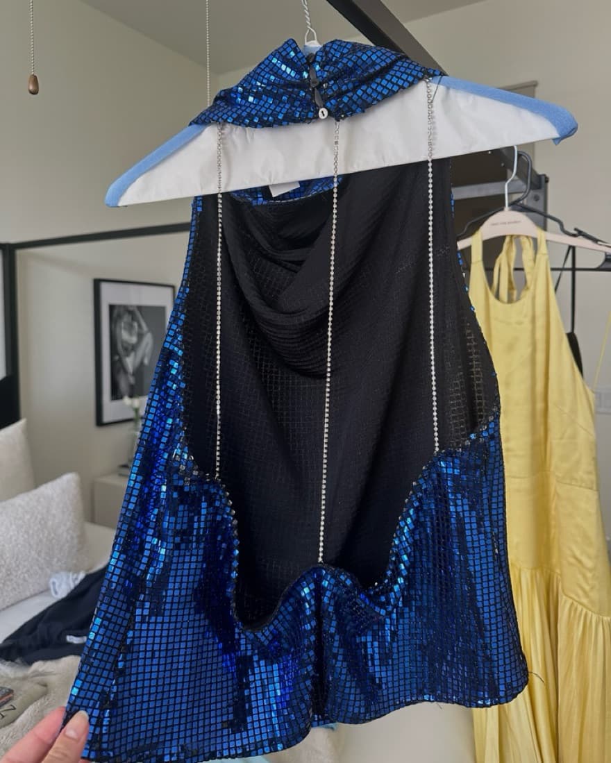 Blue Metallic Halter Top - Image 2
