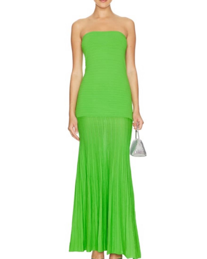 Line And Dot Green Tube Dress - Image 1
