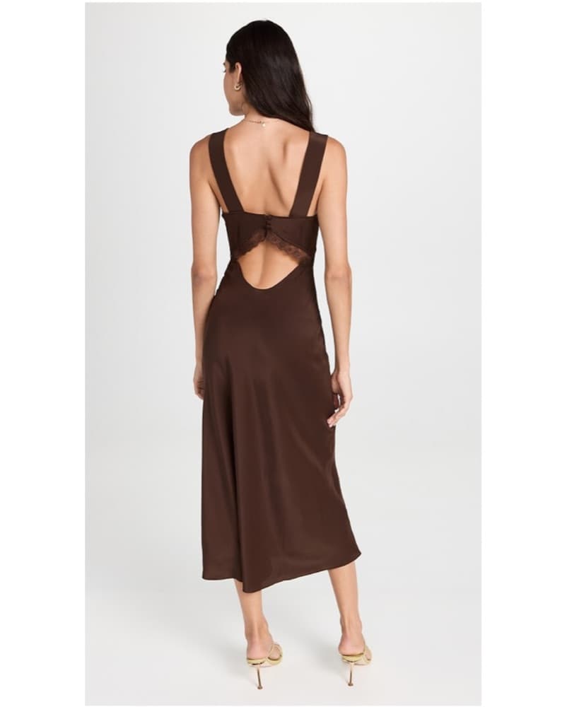 Reformation Chocolate Silk Dress - S - Image 3