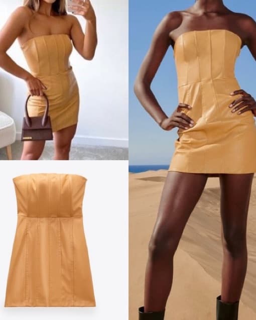 Leather Strapless Dress  - Image 1