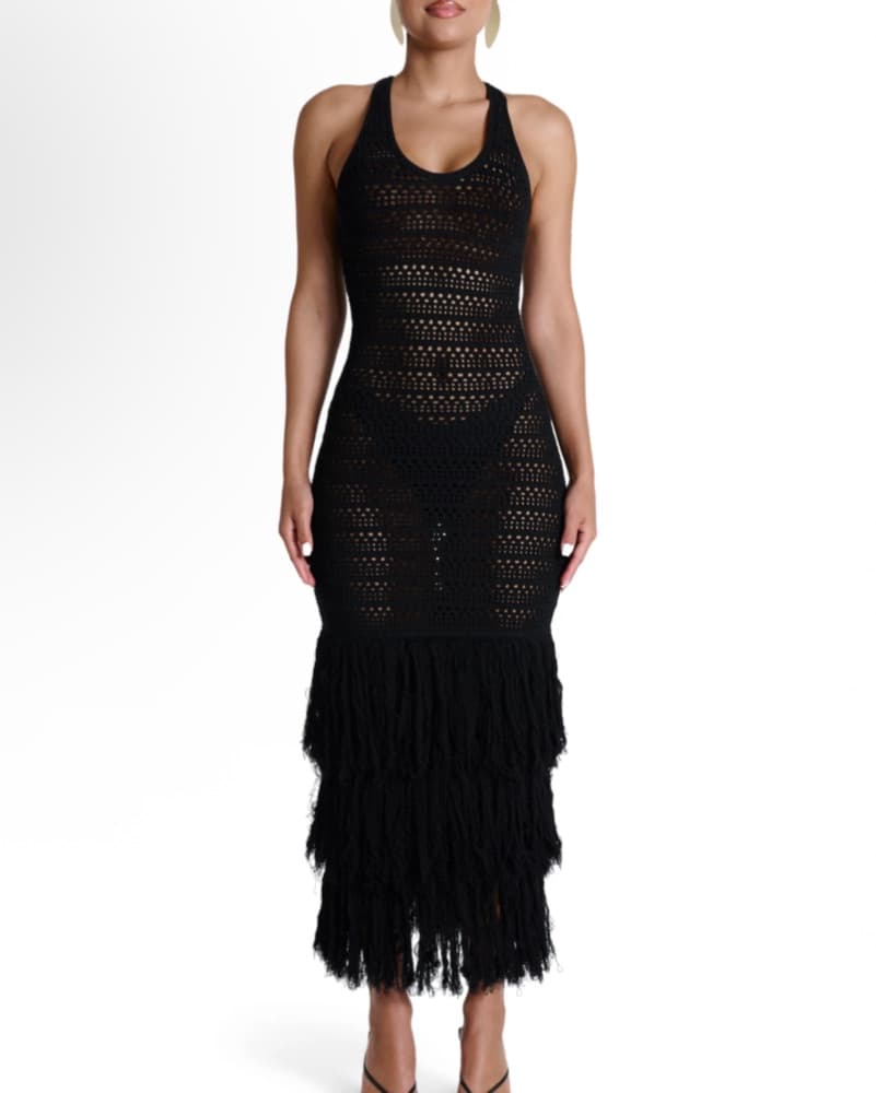 Naked Wardrobe Crochet Midi Dress - Image 1