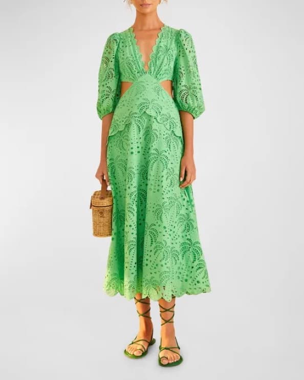 Vibrant Green Lace Maxi Dress - Image 1