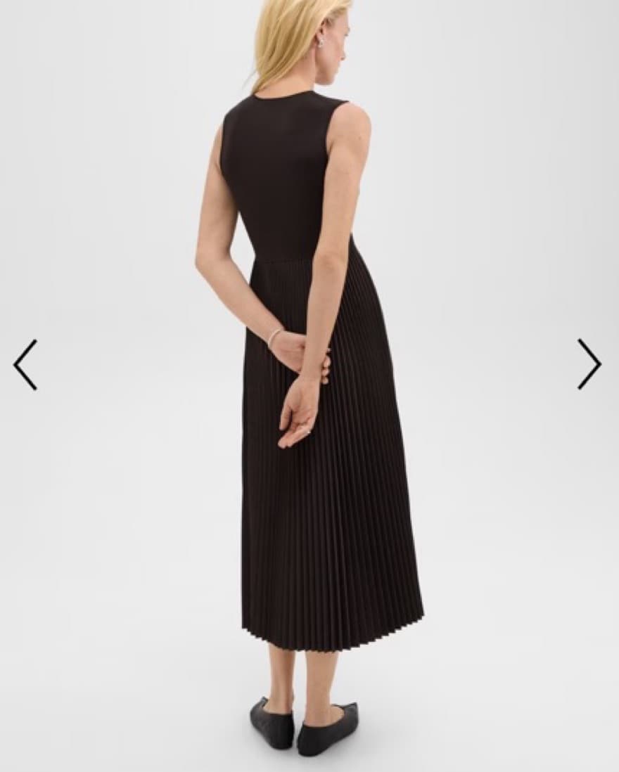 Theory Pleated Combo Dress In Chocolate - Image 6
