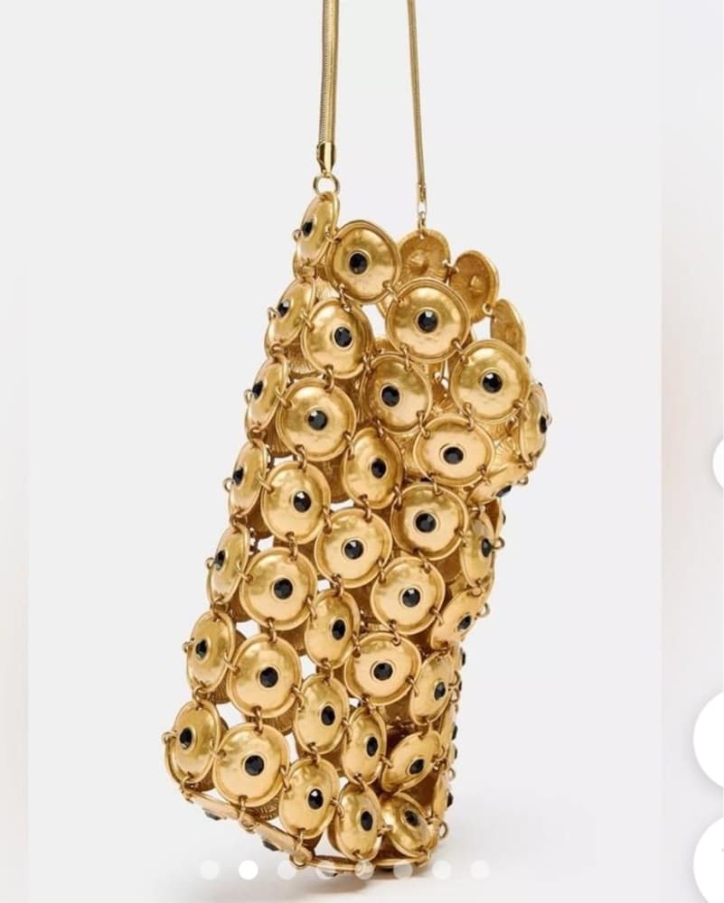 Zara Gold Metal Appliqué Purse - Image 2