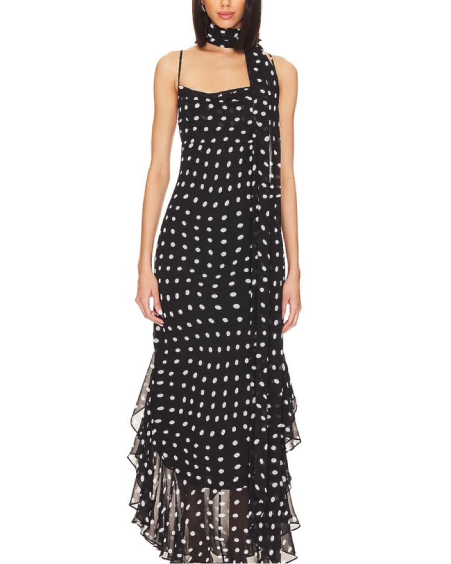Revolve Polka Dot Dress With Scarf - Image 1