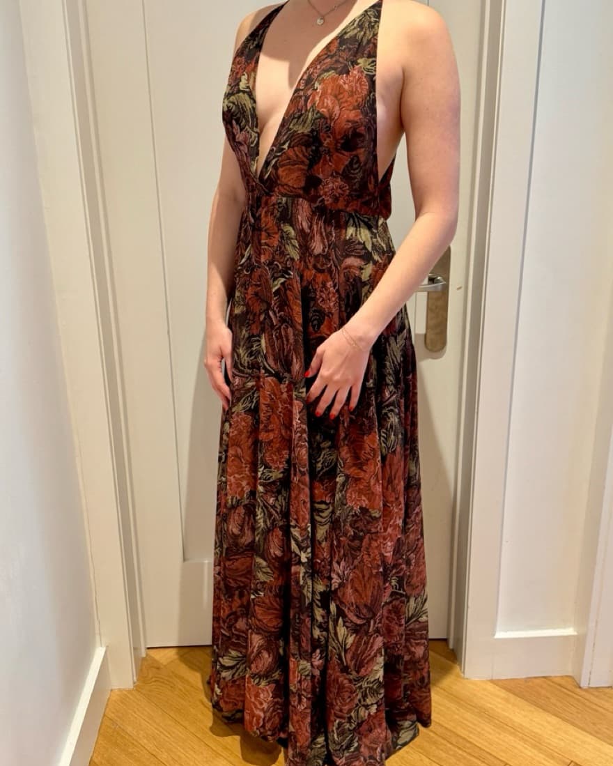 Ronny Kobo Neutral Floral Maxi Dress - Image 3