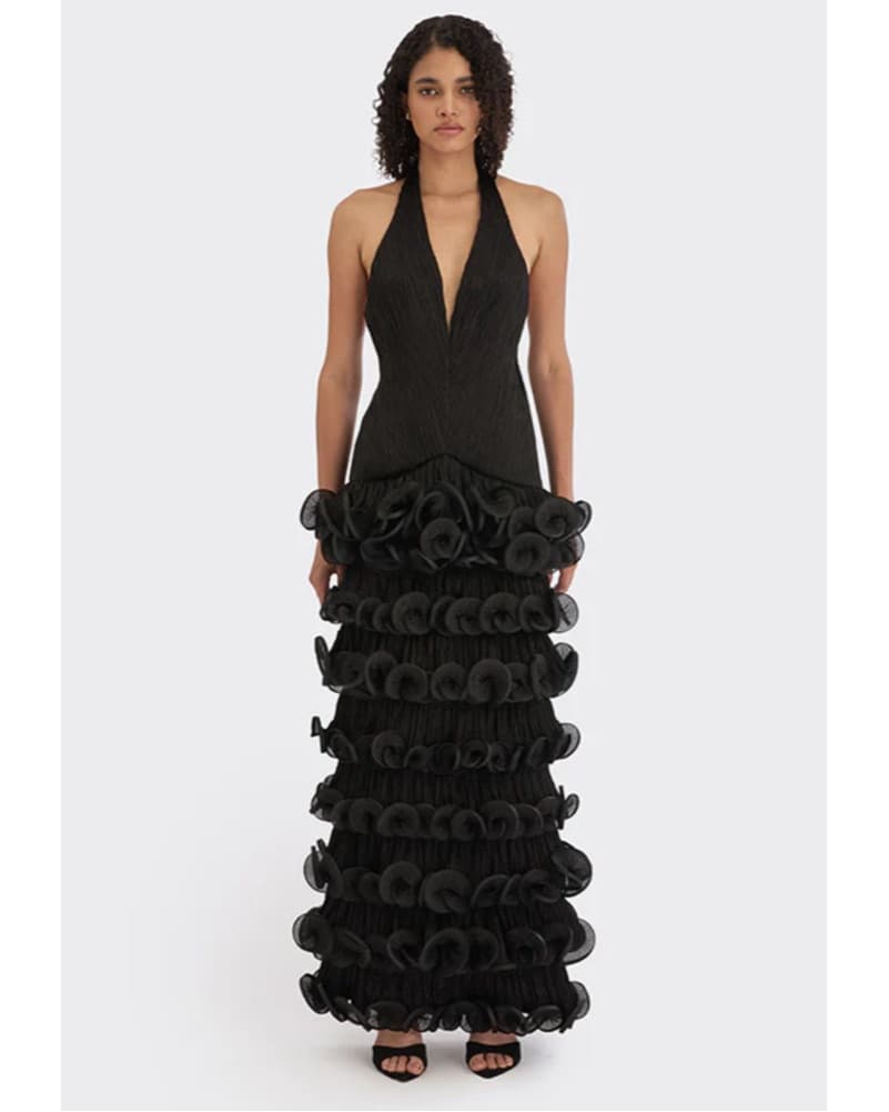Black V Neck Maxi Dress Ball Gown - Image 3