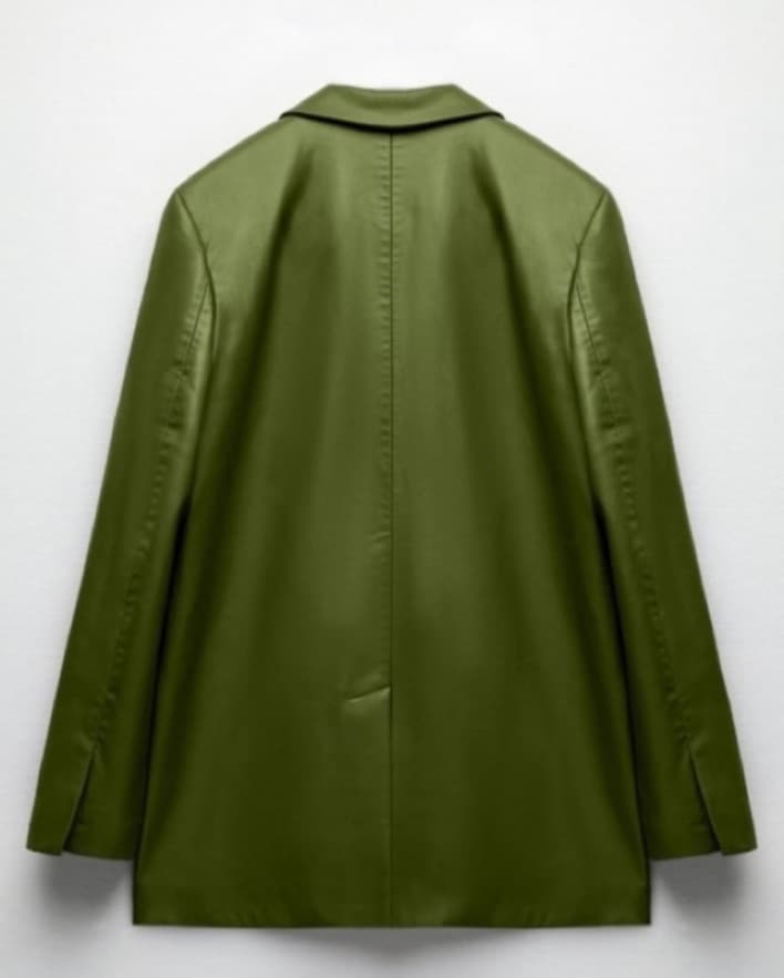 Zara Green Leather Blazer // SOLD OUT - Image 2