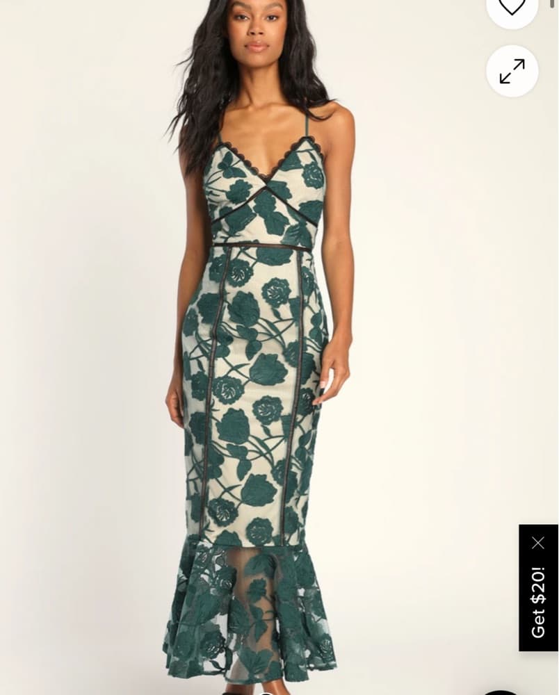 Alluring Dream Emerald Green Floral Mesh - Image 1