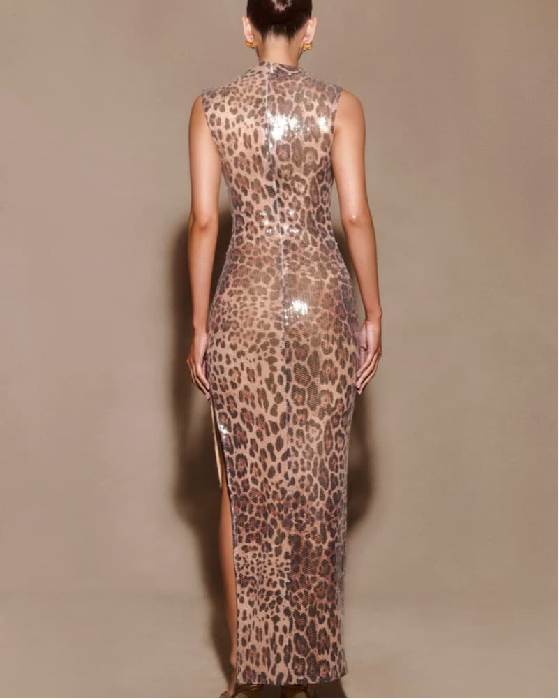Veronica Leopard Sequin Maxi Dress - Image 3