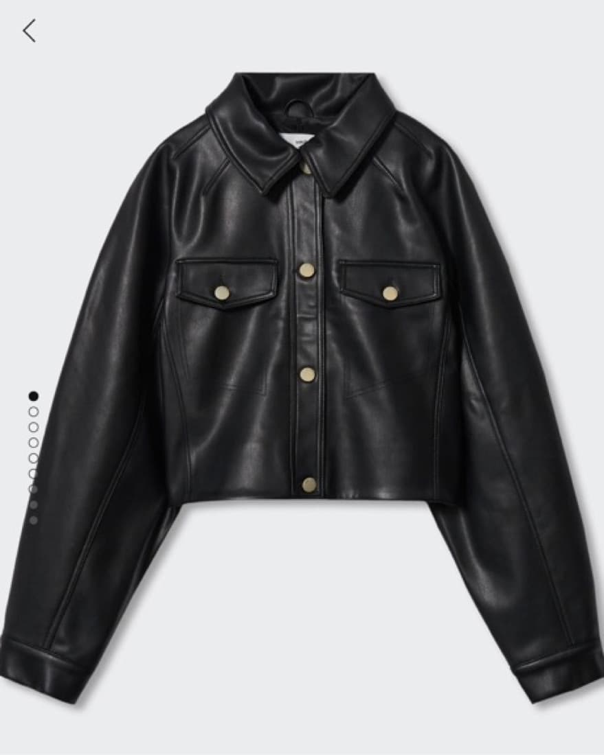 Mango Black Leather Jacket - Image 2