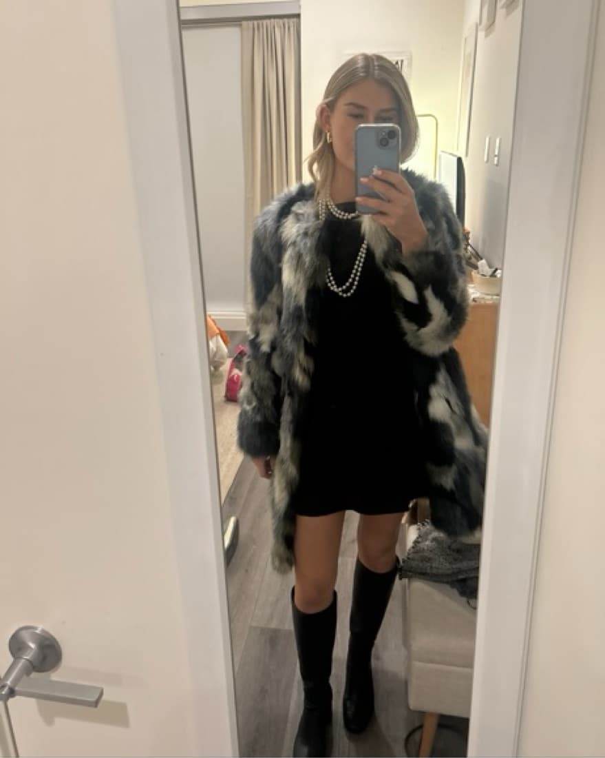 Karl Lagerfelt Navy Multicolor Fur Coat - Image 2
