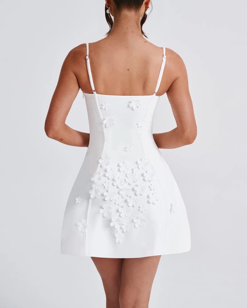 Dalary Mini Dress Flowers Ivory - Image 4