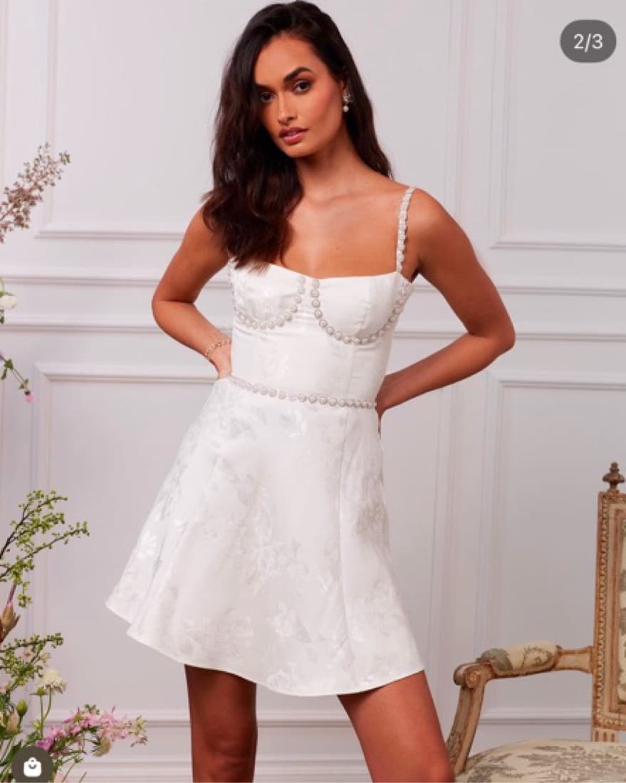 V. Chapmam White Pearl Mini Dress - Image 1