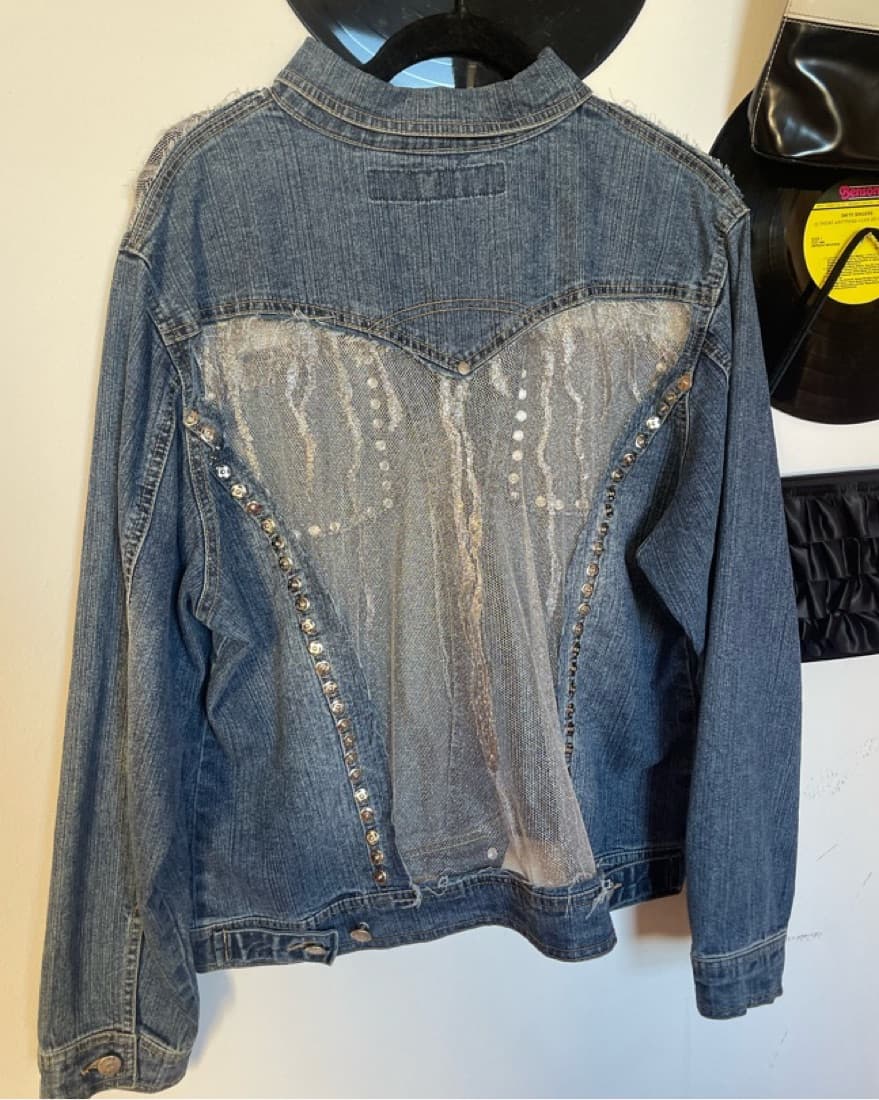 Silver Mesh Denim Jacket - Image 3