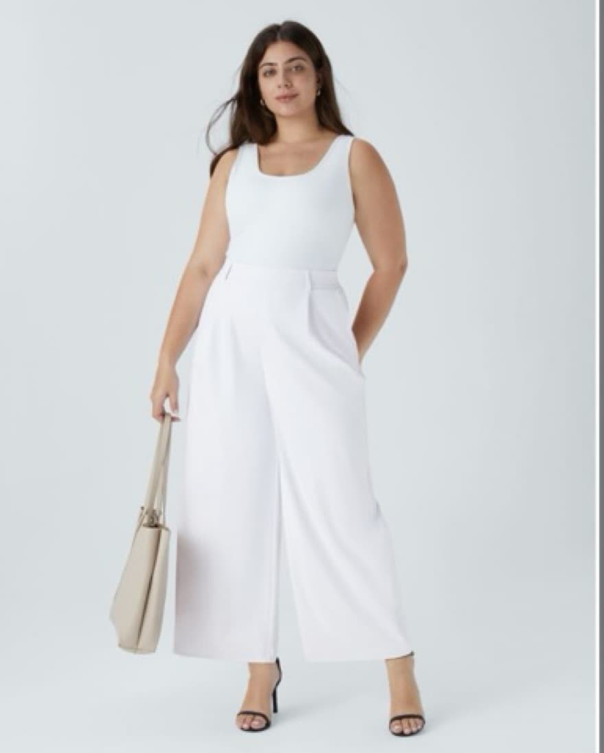 Elegant White Palazzo Tailored Pants - Image 2