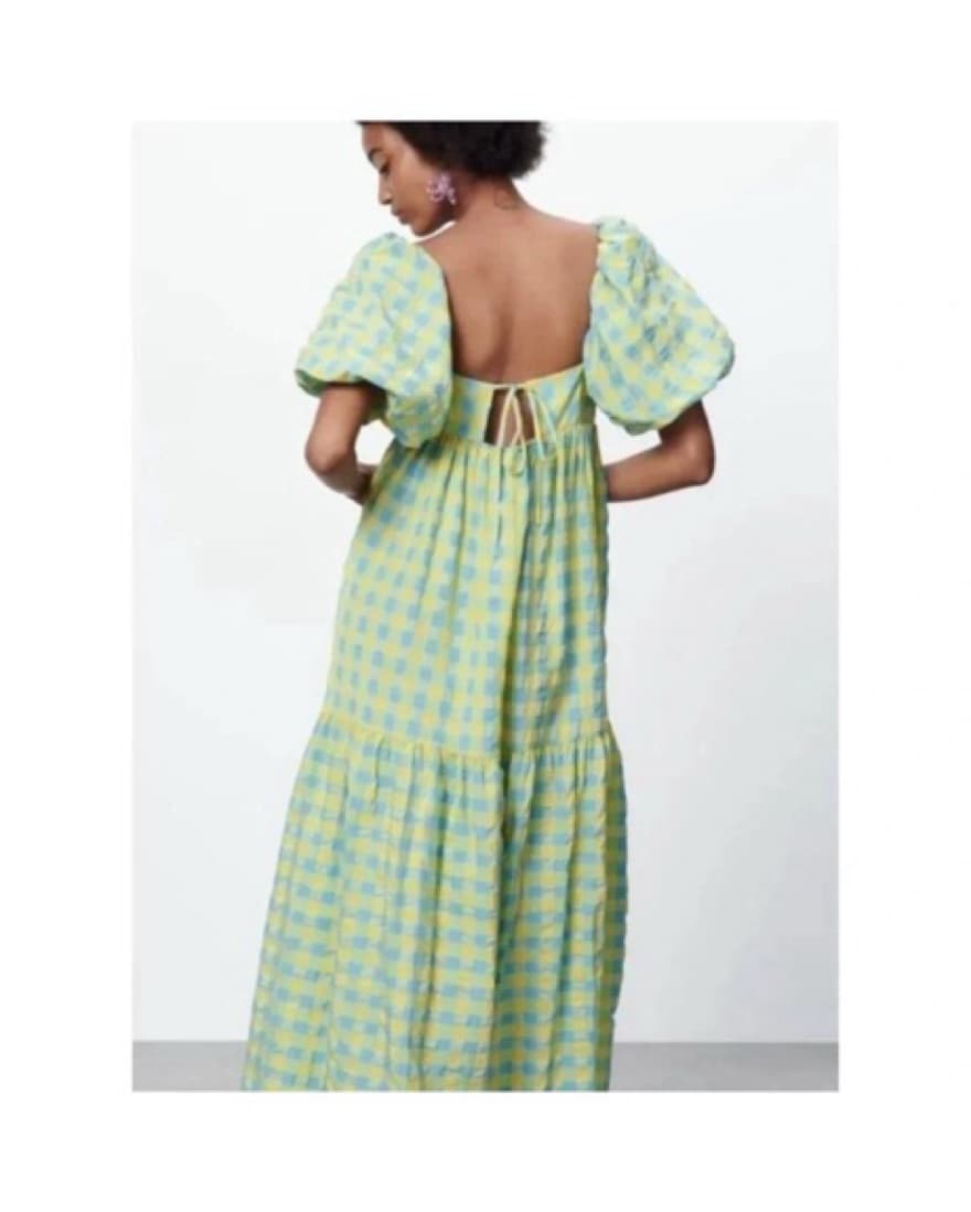 Zara Yellow And Blue Checkered Dress  - Image 2