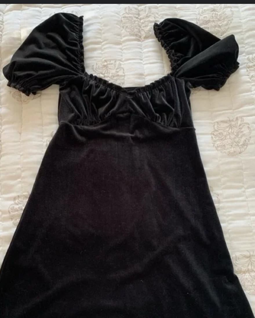 Black Vevlet Mini Dress  - Image 2