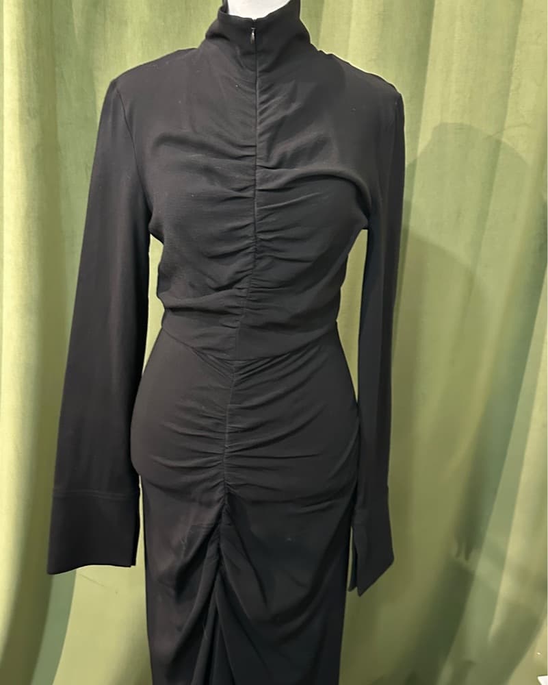 Longchamp Sleek Black Ruched Dress - Image 2