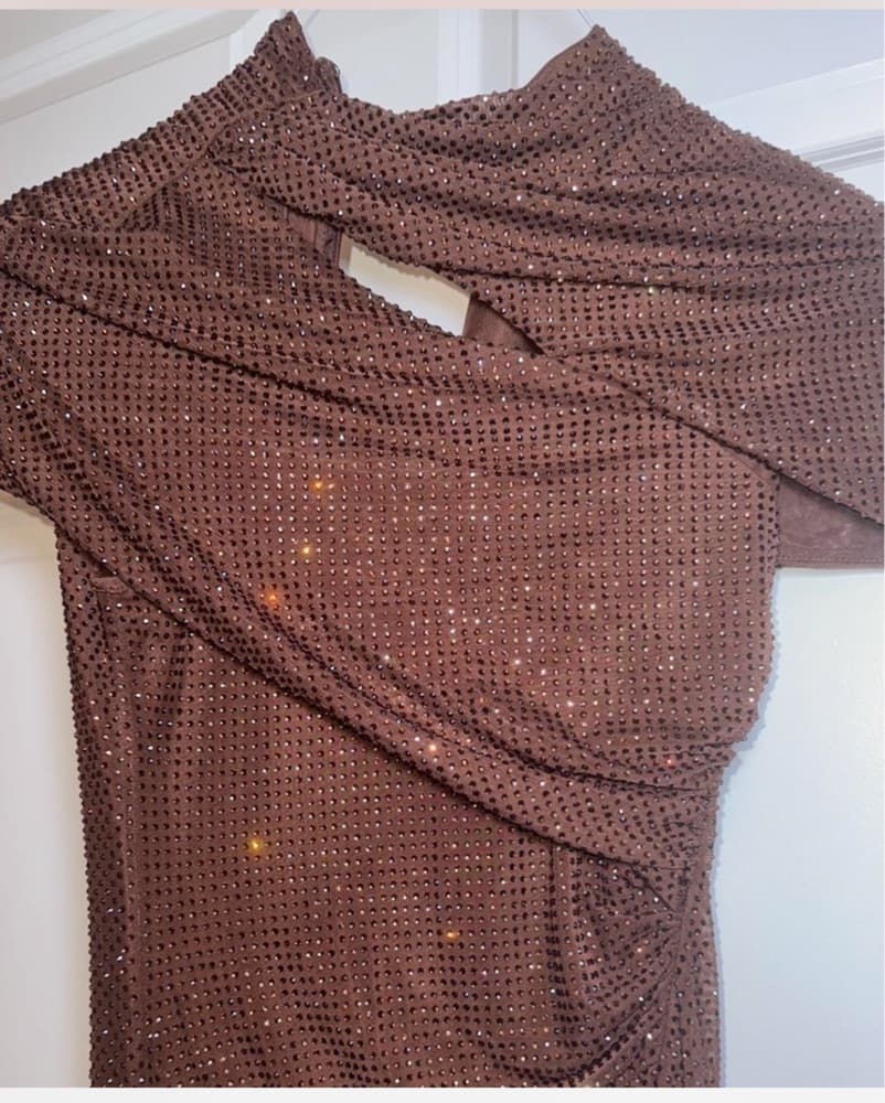 brown self portrait midi dress - Image 1