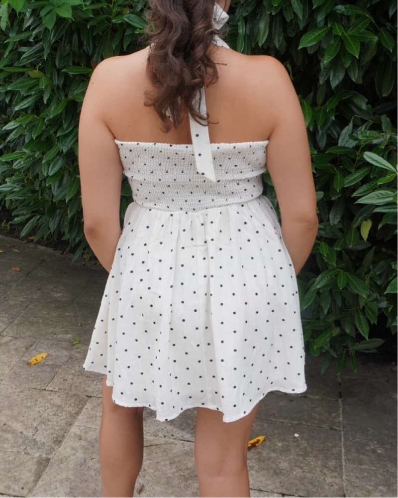 White With Polka Dot Illusion Dress - Image 4