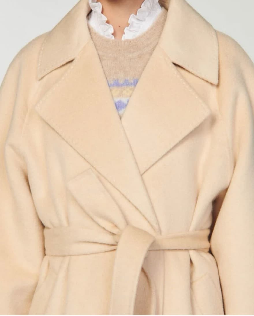 SANDRO Double-Breasted Wool Trench Coat - Image 3