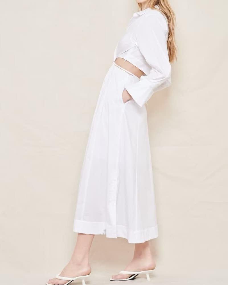 SIMKHAI Pleated Poplin Dress - Image 2