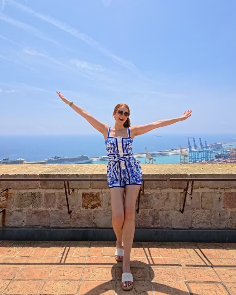 FARM RIO Blue & White Printed Romper - Image 2