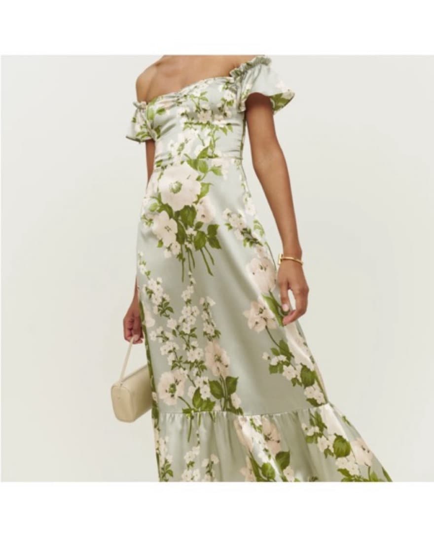Reformation Sianna Silk Dress In Tarrago - Image 1