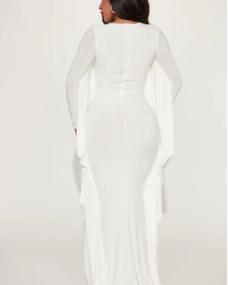 White Long Wing Sleeve Gown  - Image 3