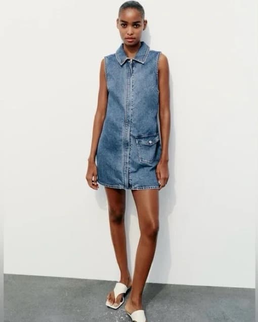 Denim Sleeveless Mini Dress - Image 2