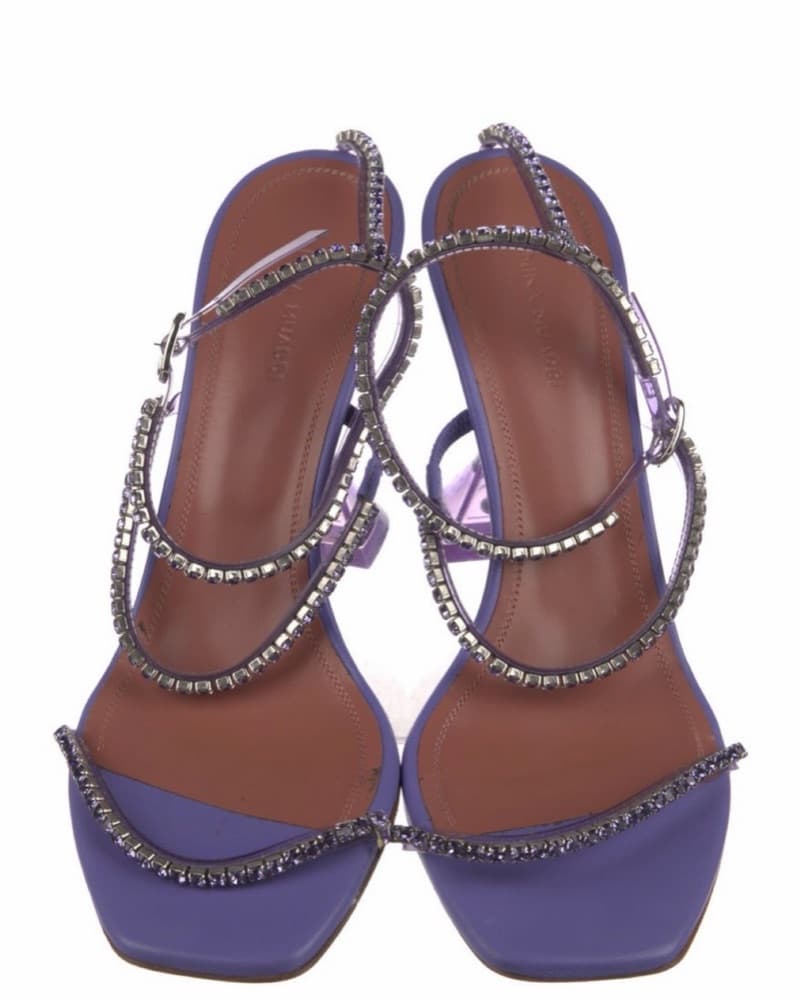Amina Muaddi Purple Crystal Heel Size 39 - Image 3