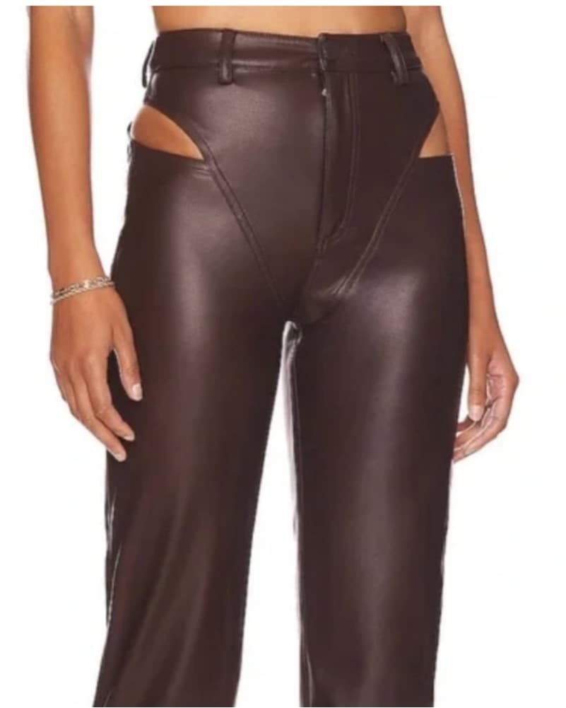 Faux Leather Brown Pant - Image 1