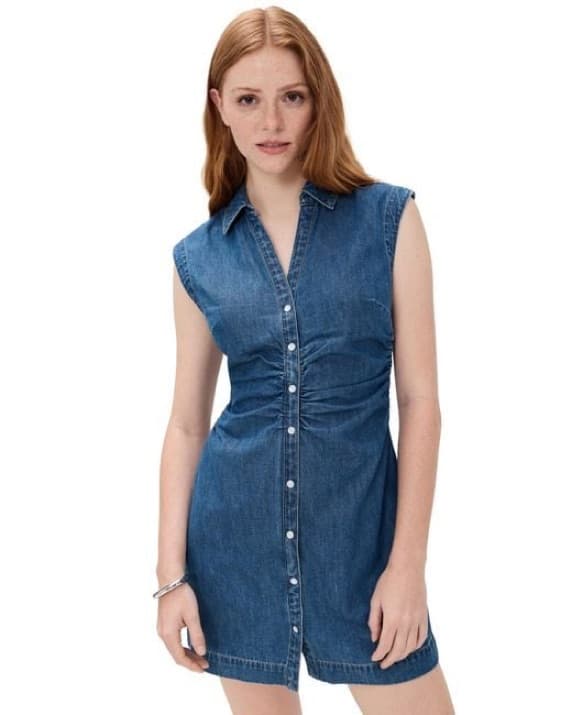 Veronica Beard Ruched Denim Dress - Image 1