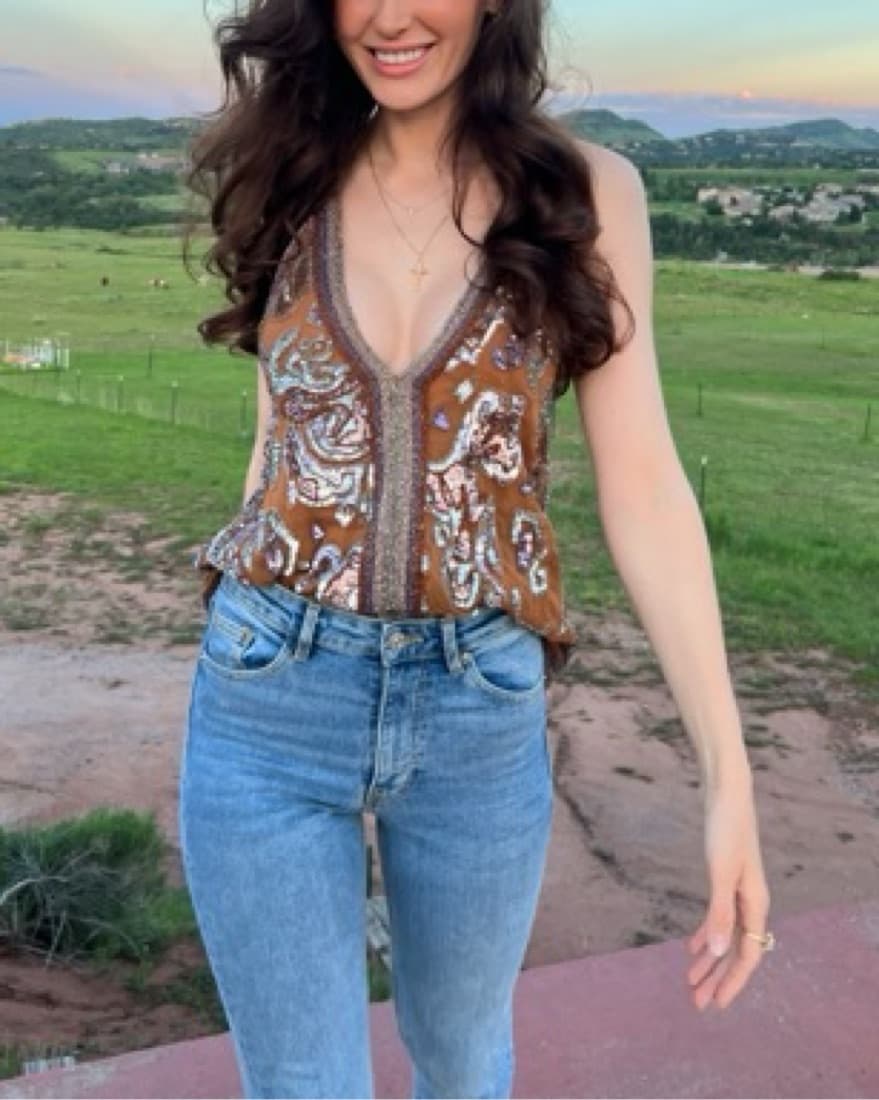 Free People Hand Beaded Top XS - Image 3