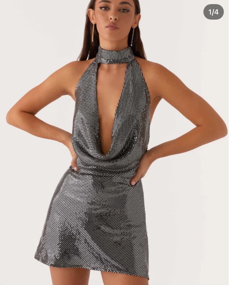 Sparkling Sequin Halter Dress - Image 1