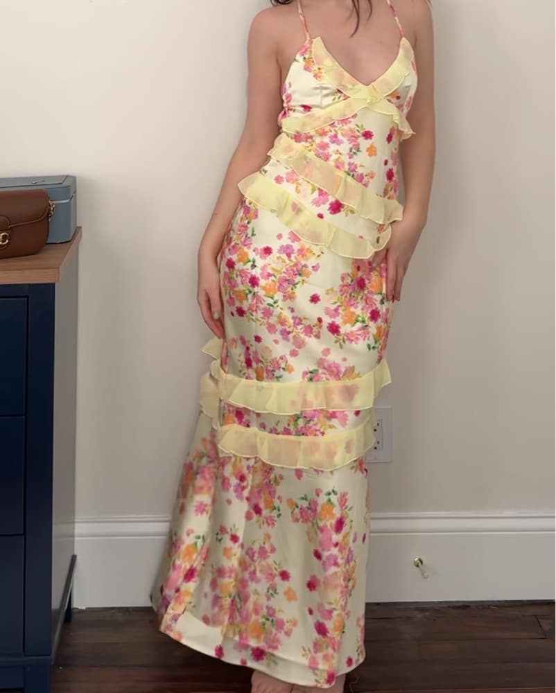 Vibrant Floral Ruffle Maxi Dress - Image 4