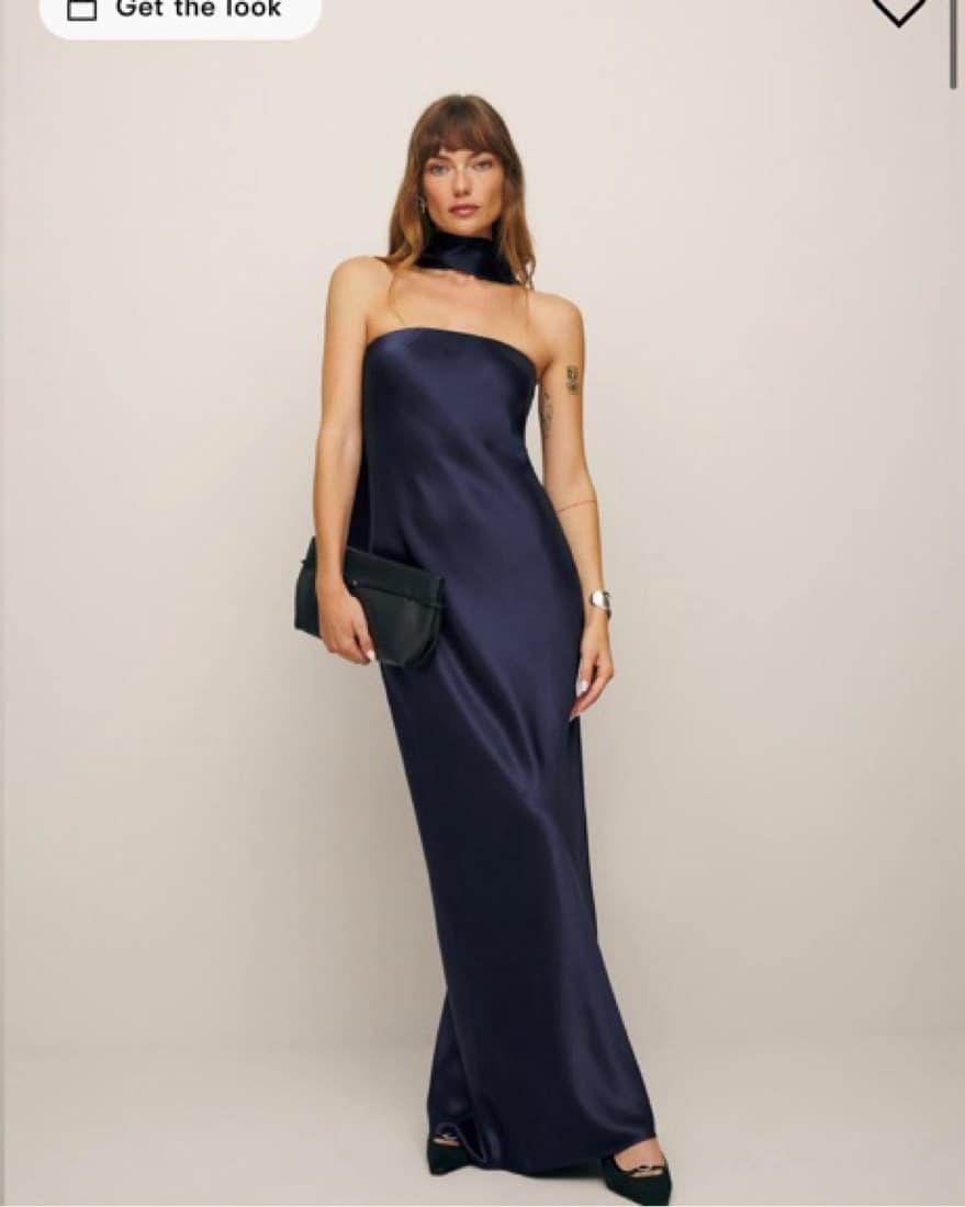 Reformation Navy Oren Silk Dress - Image 2