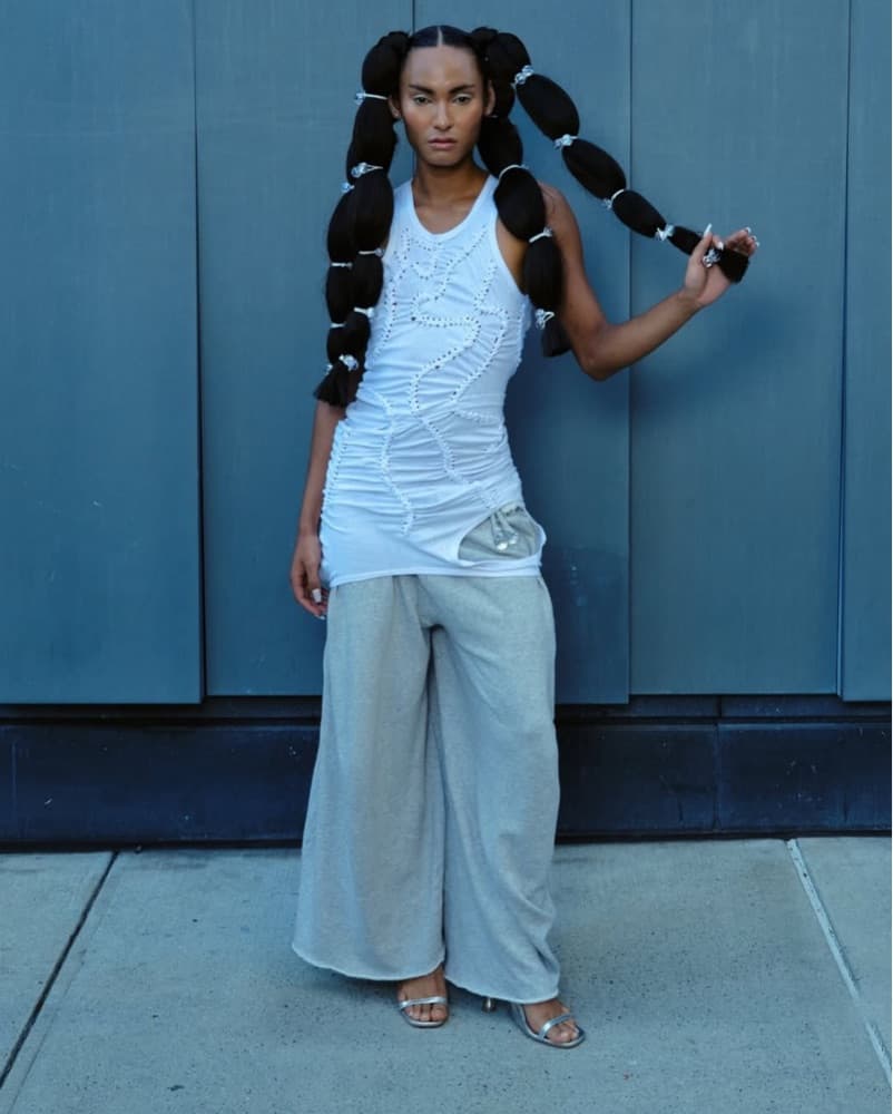 Grey Bobble Ruffle Sweatpant - Image 1