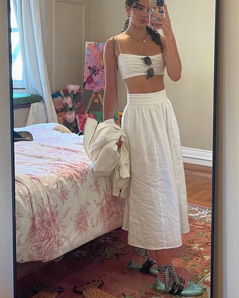 Reformation Louise Linen Set In White - Image 1