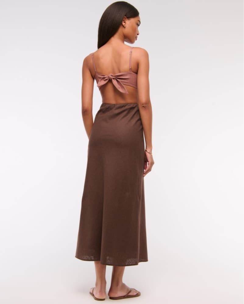 Brown Slip Cutout Maxi Dress - Image 3
