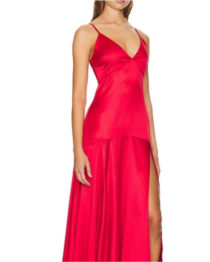 Scarlet Red Satin Midi Dress – Wedding - Image 2