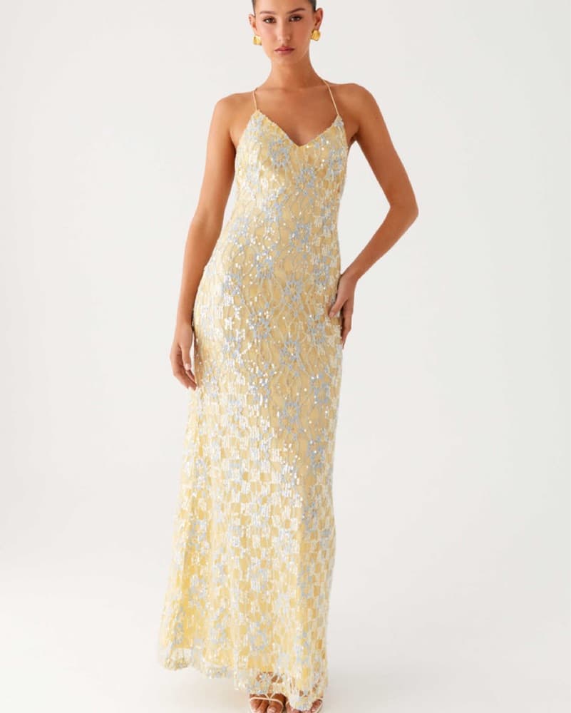 Shimmering Golden Sequin Maxi Dress - Image 1