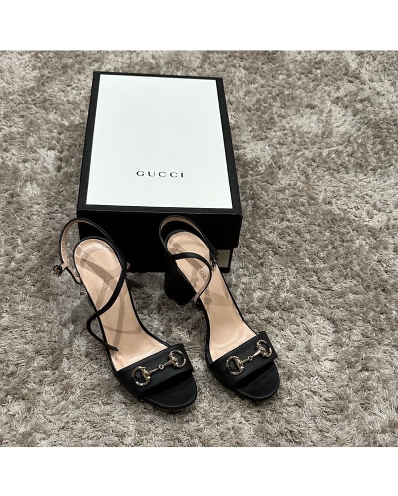 Elegant Gucci Satin Ankle Strap Sandals - Image 1