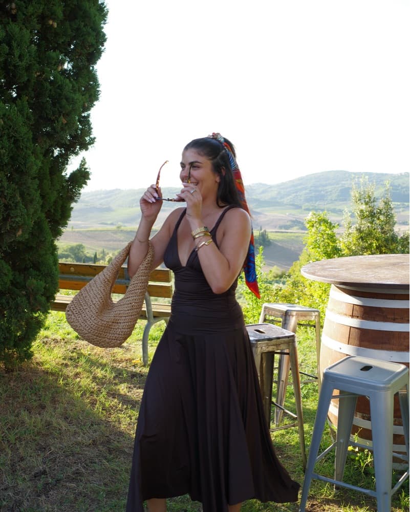 MANGO Brown Ruched Drop Waist Dress - Image 5