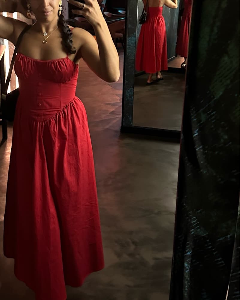 Vibrant Red Halter Maxi Dress - Image 5