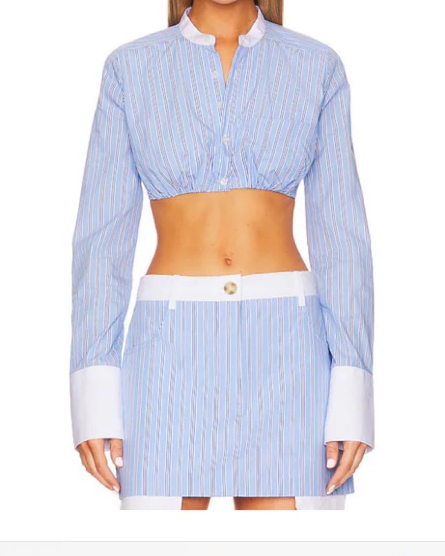 Revolve Skirt Set in Blue Stripe  - Image 3
