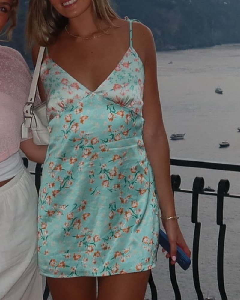 floral satin mini dress - Image 3