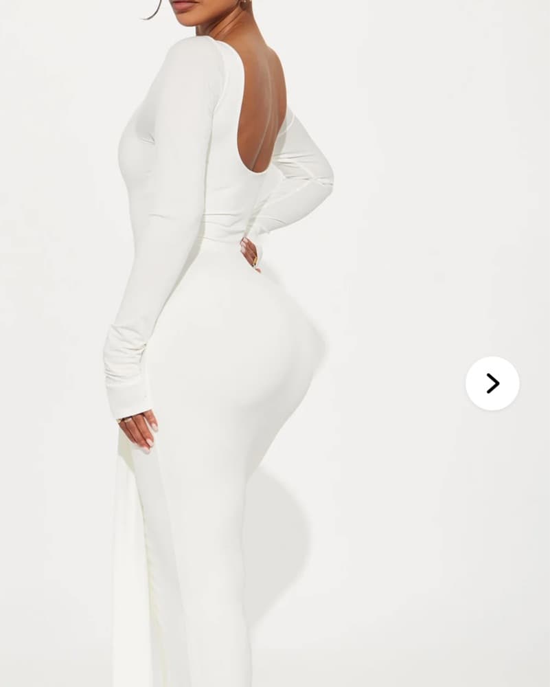 White Shash Long Sleeve Gown - Image 3