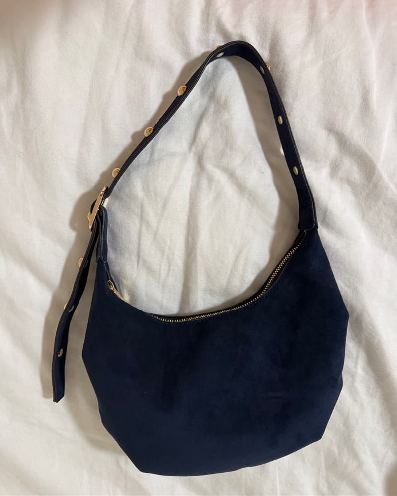 Blue Suede Shoulder Bag - Image 1